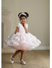 Pink Lace Tulle Pearl Embellished Tutu Flower Girl Dress